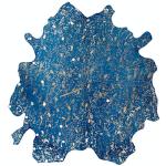 Blaue Minimalistische Kayoom Kuhfellteppiche aus Leder 