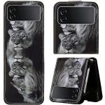 Reduzierte Elegante Samsung Galaxy Z Flip Cases Art: Flip Cases mit Löwen-Motiv mit Muster mit Knopf aus Leder für Herren 
