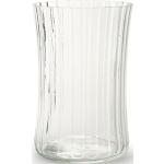 Glas Vase, gestreift, geschwungen, klar, 18,5 cm