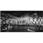 Schwarze Moderne Kunstdrucke mit Brückenmotiv aus Glas Querformat 30x60 