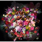 Rosa Retro Küchenbilder mit Blumenmotiv aus Glas Querformat 