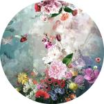 Rosa Retro Kunstdrucke mit Blumenmotiv aus Glas Querformat 