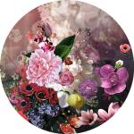 Pinke Retro Blumenbilder mit Blumenmotiv aus Glas Querformat 