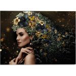 Goldene Blumenglasbilder 50x70 