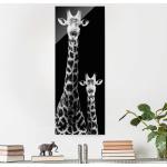 Reduzierte Schwarze Bilder-Welten Glasbilder mit Giraffen-Motiv 