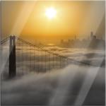 Goldene Sonnenaufgang Bilder mit Brückenmotiv aus Glas 