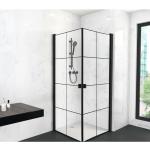 Marwell Glasdusche Clean Line 90 x 90 x 200 - schwarz - Eckdusche - Duschkabine - Dusche – Duschabtrennung - Duschwand – schwarze Dusche