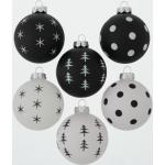 Schwarze Runde Weihnachtskugeln matt aus Glas zum Hängen 6-teilig 
