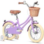 Glerc 16 Zoll Kinder Mädchen Fahrrad für 4 5 6 7 8 Jahre alt kleine Mädchen Retro Vintage-Stil Fahrräder mit Korb Training Räder und Glocke, lila