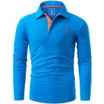 Reduzierte Blaue Kurzarm-Poloshirts aus Baumwolle für Herren Größe XL für den für den Herbst 