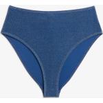 Blaue Monki High Waist Bikinihosen mit Glitzer für Damen Größe XXS 