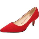 Rote Sexy Spitze Keilabsatz High Heels & Stiletto-Pumps durchsichtig mit Schnürsenkel aus Leder für Damen Größe 45 