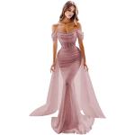 Rosa Elegante Maxi Schulterfreie Lange Abendkleider mit Glitzer für Damen Größe S zum Abschlussball 