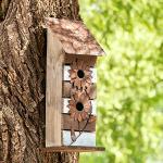 Braune Rustikale Vogelhäuser zum Aufhängen aus Massivholz 