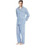 Reduzierte Blaue Pyjamas lang aus Baumwolle maschinenwaschbar für Herren Größe L 2-teilig 