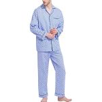 Reduzierte Blaue Pyjamas lang aus Flanell für Herren Größe S 2-teilig 