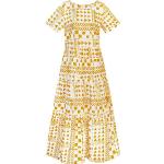 Goldgelbe Boho Bio Mini Nachhaltige Sommerkleider aus Baumwolle für Damen Größe L für den für den Sommer 