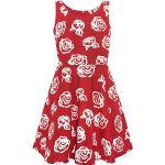 Rote Blumenmuster Bio Nachhaltige Cocktailkleider mit Reißverschluss aus Baumwolle für Damen Größe M für den für den Sommer 