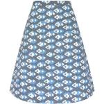 Cyanblaue Rautenmuster Ethno Bio Midi Nachhaltige Umstandsröcke mit Reißverschluss aus Baumwolle für Damen Größe M 