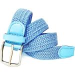 Hellblaue Stretchgürtel mit Schnalle aus Leder für Damen Länge 110 
