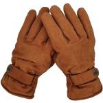 Kamelbraune Unifarbene Elegante Gefütterte Handschuhe aus Nubukleder für Herren Größe 11 