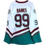 Gmjay Adam Banks 99 Mighty Ducks Eishockeytrikot Filmhockeytrikot Weiß Genähte Buchstaben Zahlen S-XXXL,XXL