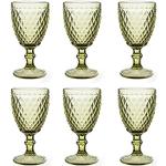 GMMH Vintage 6er-Set Farbige Weingläser Trinkgläser mit Prägung (Netz/Grün/250 ml) Hochzeitsgläser, Sektgläser, Karaffe, Dessertschale, Glaskelche, Trinkglas, Weinglas, Wasserglas, Sektglas