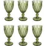 GMMH Vintage 6er-Set Farbige Weingläser Trinkgläser mit Prägung (Rombus/Grün/250 ml) Hochzeitsgläser, Sektgläser, Karaffe, Dessertschale, Glaskelche, Trinkglas, Weinglas, Wasserglas, Sektglas