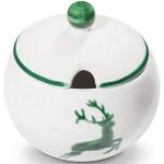 Grüne Moderne Gmundner Keramik Runde Zuckerdosen & Zuckerschalen mit Hirsch-Motiv aus Keramik 