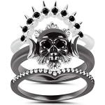 Reduzierte Silberne Elegante Totenkopf-Ringe aus Silber stapelbar für Damen zur Hochzeit 