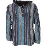 Goa Kapuzenshirt, Baja Hoodie, Boho Style Kapuzenpullover - Blau, Herren, Baumwolle, Größe: M