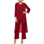 Rote Vintage Damenhosenanzüge aus Chiffon Größe 5 XL 3-teilig für Partys 