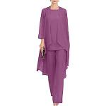 Violette Vintage Damenhosenanzüge aus Chiffon Größe 3 XL 3-teilig für Partys 