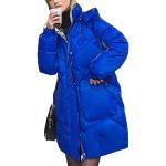 Blaue Gesteppte Oversize Midi Damensteppmäntel aus Baumwolle Größe XL für den für den Herbst 
