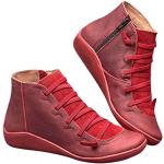 Rote Ankle Boots & Klassische Stiefeletten mit Riemchen aus Leder leicht für Damen Größe 39 für den für den Herbst 