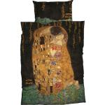 Schwarze Gustav Klimt Satinbettwäsche aus Baumwolle 135x200 2-teilig 