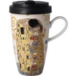Goldene Motiv Gustav Klimt Runde Thermobecher & Isolierbecher 500 ml mit Kaffee-Motiv aus Porzellan spülmaschinenfest 