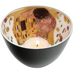 Cremefarbene Romantische Goebel Gustav Klimt Runde Teelichthalter mit Ornament-Motiv aus Porzellan 