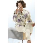 Beige Unifarbene GÖTTING Oeko-Tex Pyjamas lang aus Baumwolle für Damen Größe XL 