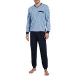 Reduzierte Blaue Unifarbene Götzburg Pyjamas lang aus Baumwolle maschinenwaschbar für Herren Übergrößen 1-teilig 