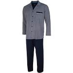 Blaue Unifarbene Götzburg Pyjamas lang maschinenwaschbar für Herren Übergrößen 2-teilig 