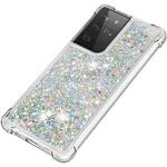 Silberne Samsung Galaxy S21 Ultra 5G Hüllen Art: Bumper Cases mit Glitzer aus Silikon stoßfest 