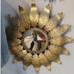 Goldene Vintage Runde Spiegel vergoldet aus Metall 
