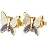 Reduzierte Goldene Schmetterling Ohrringe mit Insekten-Motiv aus Silber für Damen 