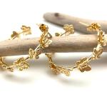 Goldene Schmetterling Ohrringe mit Insekten-Motiv aus Gold 18 Karat handgemacht 
