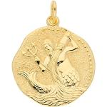 Goldene 1001 JEWELS Runde Wassermann-Anhänger mit Sternzeichen-Motiv aus Gold für Damen 