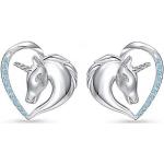 Blaue Pferde Ohrringe mit Einhornmotiv poliert aus Silber für Damen 