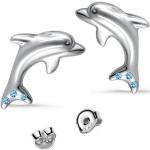 Silberne Delfin Ohrringe poliert aus Silber für Damen 