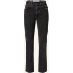 Reduzierte Schwarze Goldgarn Denim 5-Pocket Jeans mit Fransen aus Baumwolle für Damen Größe XS 