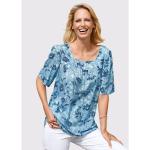 Reduzierte Blaue Halblangärmelige Atelier Goldner Tunika-Blusen aus Viskose für Damen Größe L für den für den Sommer 